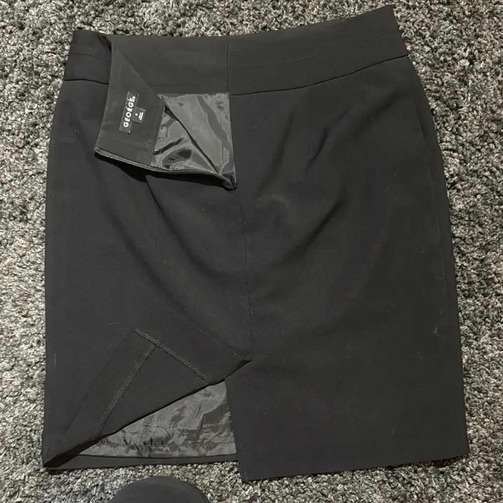 Classic Black Women's GEORGE Pencil Skirt with Back Split Size 8 - Picture 6 of 9